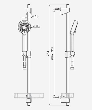 HansaBasicJet Shower Set - technical diagram