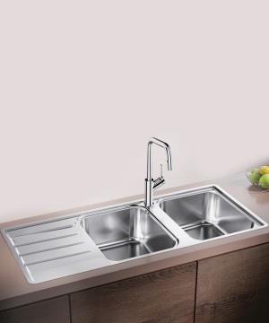 Blanco Kitchen Stainless Steel Sink Lemis 8S-IF in Natural Finish